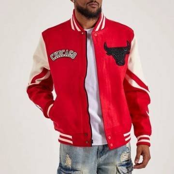 Chicago Bulls Red & White Varsity Wool Jacket Chicago Bulls Red & White Varsity Wool Jacket