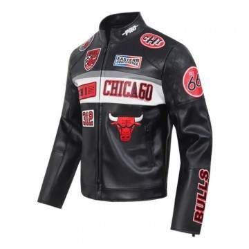 Chicago Bulls Moto Black Leather Jacket