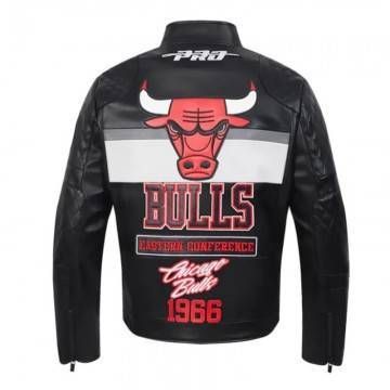 Chicago Bulls Moto Black Leather Jacket
