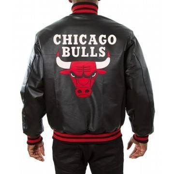 Chicago Bulls Varsity Black Leather Jacket Chicago Bulls Varsity Black Leather Jacket