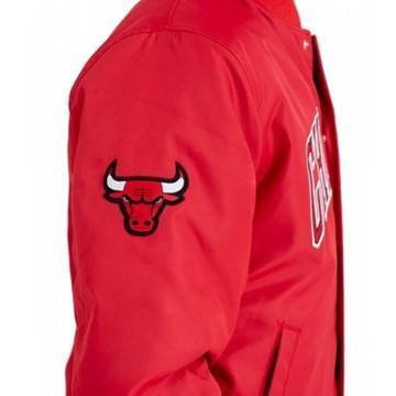 Chicago Bomber Wordmark Red Satin Jacket