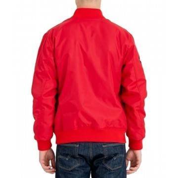 Chicago Bomber Wordmark Red Satin Jacket