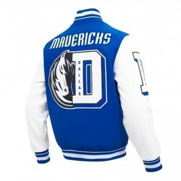 Mashup Dallas Mavericks Blue and White Varsity Jacket Mashup Dallas Mavericks Blue and White Varsity Jacket