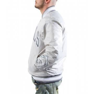 Chicago Bulls Satin Silver Bomber Jacket Chicago Bulls Satin Silver Bomber Jacket