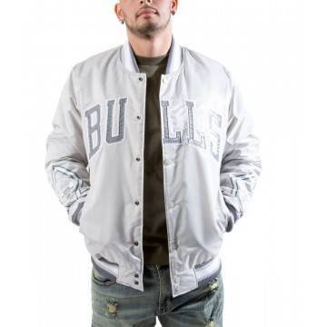 Chicago Bulls Satin Silver Bomber Jacket Chicago Bulls Satin Silver Bomber Jacket