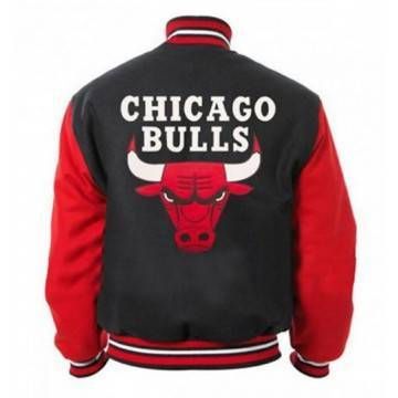 Varsity Chicago Bulls Jacket Black Red