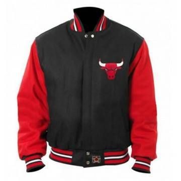 Varsity Chicago Bulls Jacket Black Red