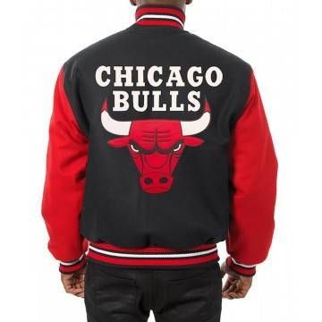 Varsity Chicago Bulls Jacket Black Red