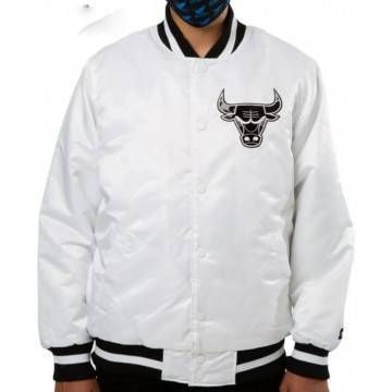 Chicago Bulls White Satin Jacket Chicago Bulls White Satin Jacket