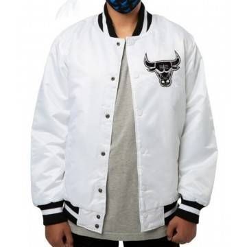 Chicago Bulls White Satin Jacket Chicago Bulls White Satin Jacket