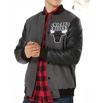 Chicago Bulls Varsity Black and Grey Jacket