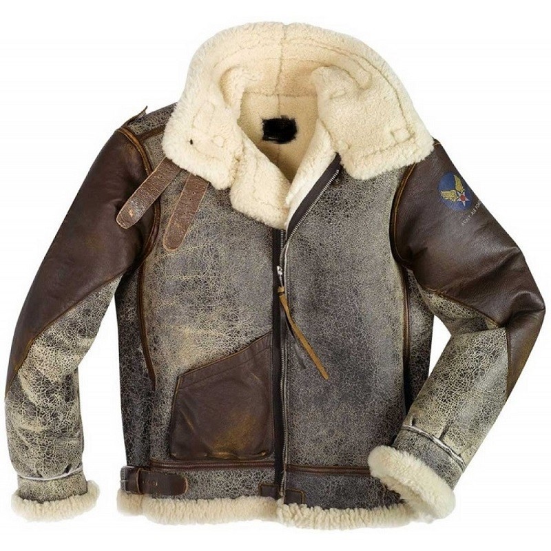 Mens Cockpit USA 100 Mission B-3 Sheepskin Bomber Jacket