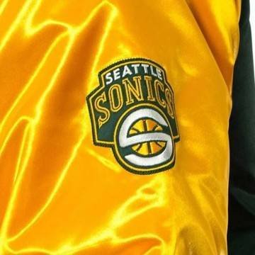 Seattle SuperSonics Tough Season Green & Yellow Satin Jacket Seattle SuperSonics Tough Season Green & Yellow Satin Jacket