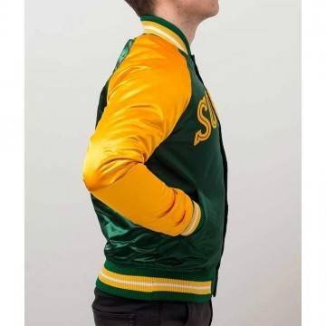 Seattle SuperSonics Tough Season Green & Yellow Satin Jacket Seattle SuperSonics Tough Season Green & Yellow Satin Jacket