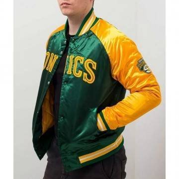 Seattle SuperSonics Tough Season Green & Yellow Satin Jacket Seattle SuperSonics Tough Season Green & Yellow Satin Jacket