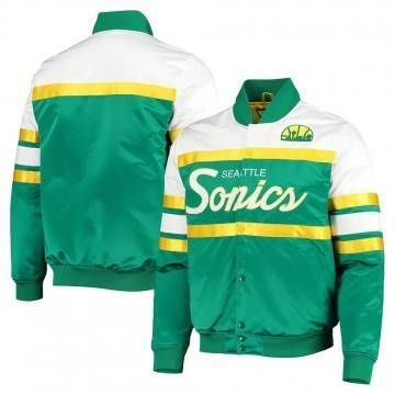 Green Seattle SuperSonics Special Script Satin Jacket