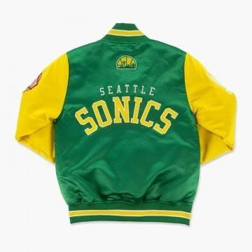 Seattle Supersonics Primetime Green and Gold Satin Jacket Seattle Supersonics Primetime Green and Gold Satin Jacket