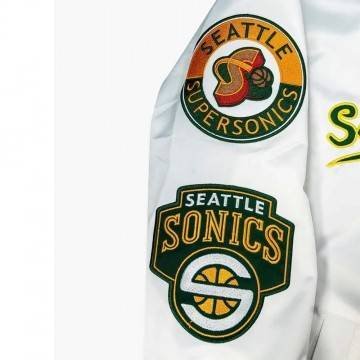Seattle SuperSonics Golden Age White Satin Jacket Seattle SuperSonics Golden Age White Satin Jacket