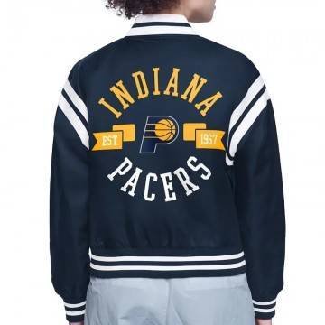 Indiana Pacers Printed Logo Varsity Satin Jacket Indiana Pacers Printed Logo Varsity Satin Jacket