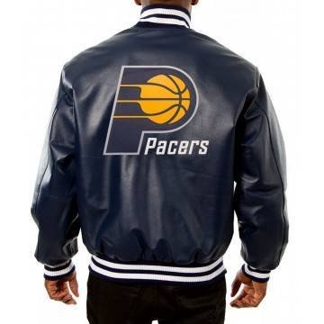 Indiana Pacers Navy Blue Leather Varsity Jacket Indiana Pacers Navy Blue Leather Varsity Jacket
