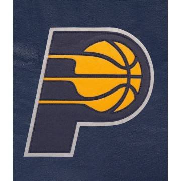 Indiana Pacers Navy Blue Leather Varsity Jacket Indiana Pacers Navy Blue Leather Varsity Jacket