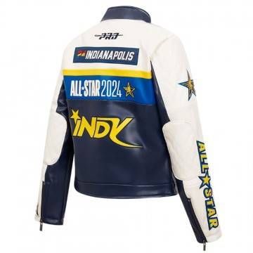 All Star Game 2024 Eggshell/Navy Leather Jacket All Star Game 2024 Eggshell/Navy Leather Jacket