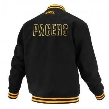 Indiana Pacers Logoman Shadow Black Varsity Jacket Indiana Pacers Logoman Shadow Black Varsity Jacket