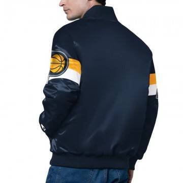 Indiana Pacers Triple Option Varsity Satin Jacket Indiana Pacers Triple Option Varsity Satin Jacket