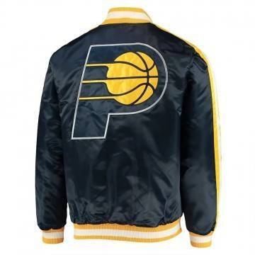Indiana Pacers The Offensive Navy Varsity Satin Jacket Indiana Pacers The Offensive Navy Varsity Satin Jacket