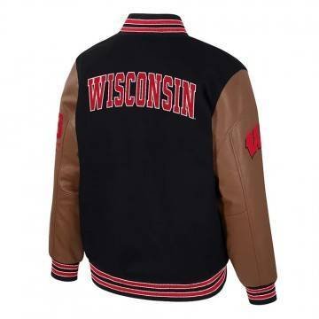 Wisconsin Badgers Black and Brown Letterman Jacket Wisconsin Badgers Black and Brown Letterman Jacket