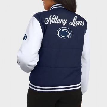 Penn State Nittany Lions Navy & White Puffer Full-Snap Jacket Penn State Nittany Lions Navy & White Puffer Full-Snap Jacket