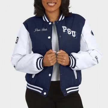 Penn State Nittany Lions Navy & White Puffer Full-Snap Jacket Penn State Nittany Lions Navy & White Puffer Full-Snap Jacket