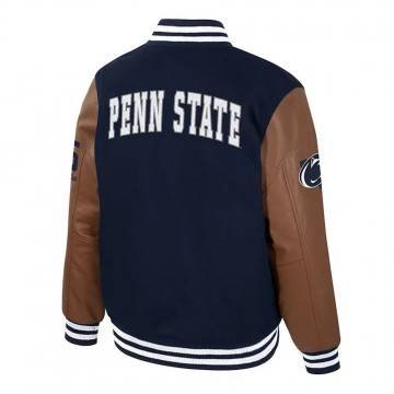 Penn State Nittany Lions Navy & Brown Letterman Jacket