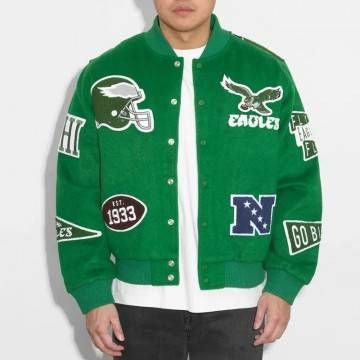 Philadelphia Eagles Kelly Green Varsity Wool Jacket