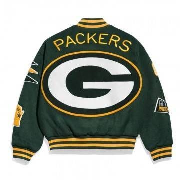 Green Bay Packers Pennant Green Varsity Wool Jacket