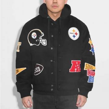 Pittsburgh Steelers Pennant Black Varsity Wool Jacket