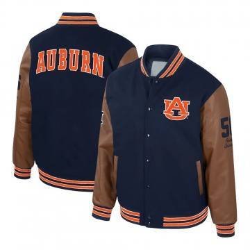 Auburn Tigers Navy and Brown Letterman Jacket