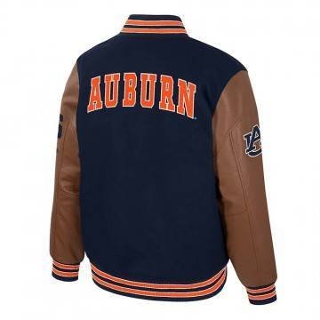 Auburn Tigers Navy and Brown Letterman Jacket