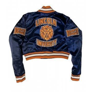 Women’s Lincoln University Embroidered Cropped Blue Jacket