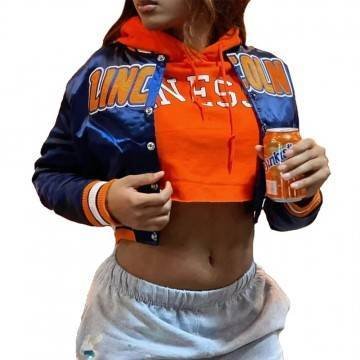 Women’s Lincoln University Embroidered Cropped Blue Jacket