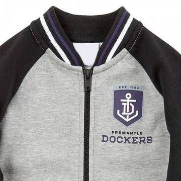 Fremantle Dockers Gray Black Varsity Full-Zip Fleece Jacket