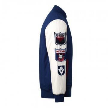 Melbourne Demons Collegiate Navy and White Varsity Jacket Melbourne Demons Collegiate Navy and White Varsity Jacket