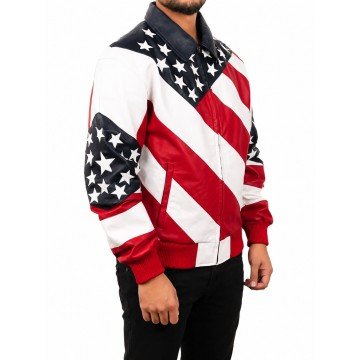 Lee Greenwood American Flag Leather Jacket