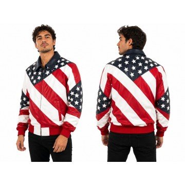 Lee Greenwood American Flag Leather Jacket
