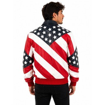 Lee Greenwood American Flag Leather Jacket