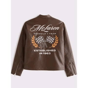 Formula 1 McLaren Leather Jacket in Premium Brown Real Leather