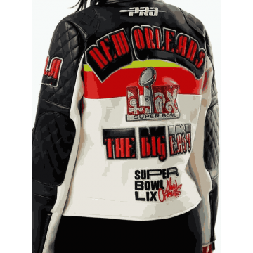 Super Bowl LIX Moto NFL Leather Jacket in Premium Real Leather