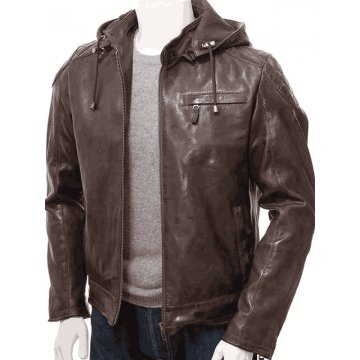 Quilted Brown Men Hooded...