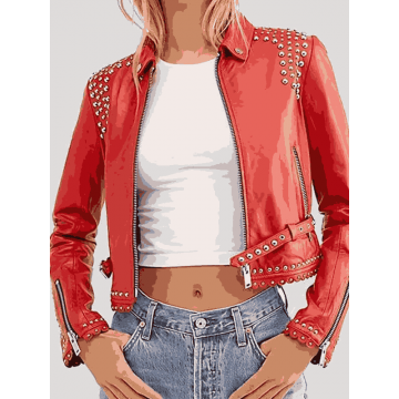 Studded Style Cropped Red...