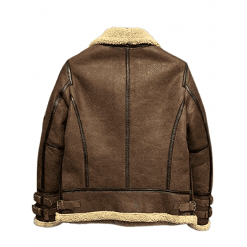 Men's Flight Aviator B3 Shearling Leather Jacket in Brown Sheepskin